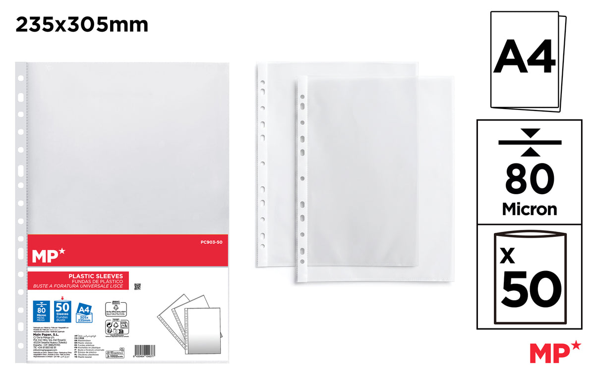 MP BUSTE TRASPARENTI 50 PZ 80 MICRON 22x30 cm LISCE