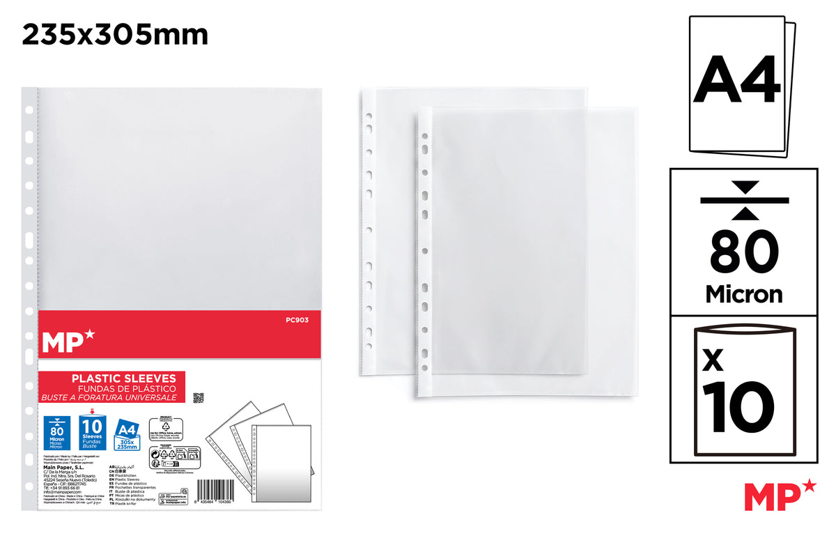 MP BUSTE TRASPARENTI 10 PZ 80 MICRON 22x30 cm