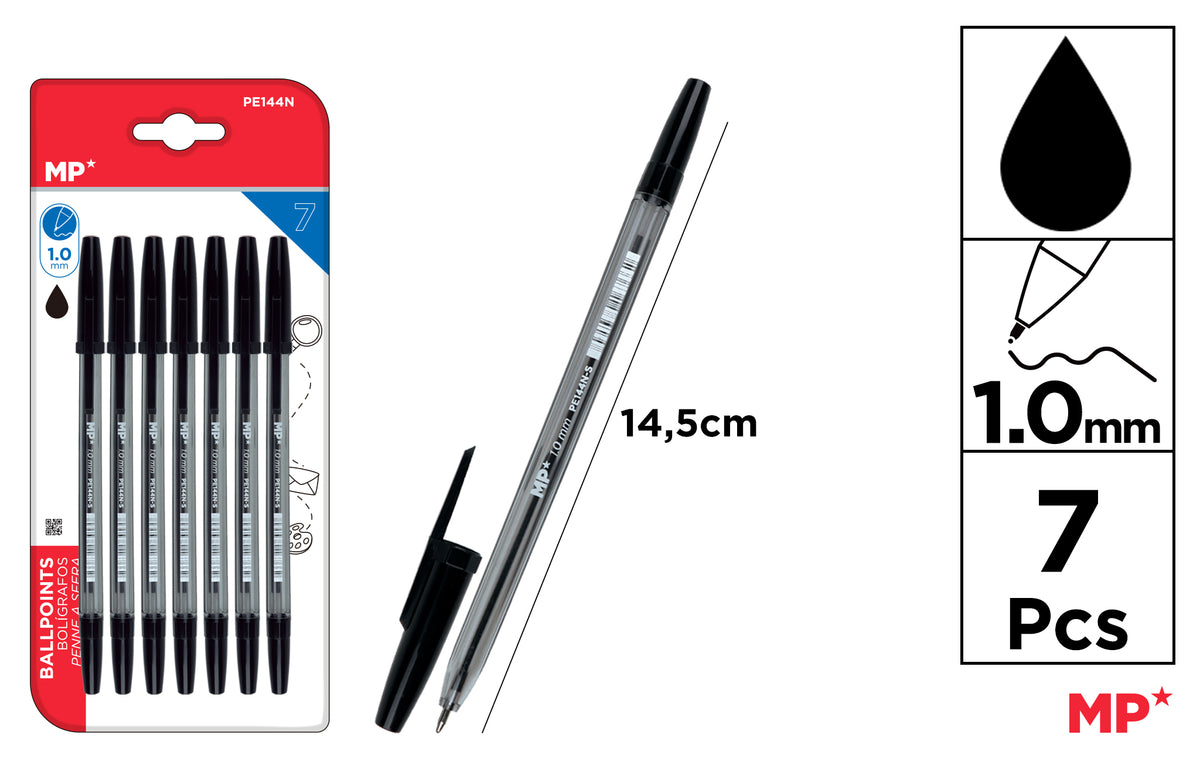 MP PENNE A SFERA NERE PUNTA 1,0 mm